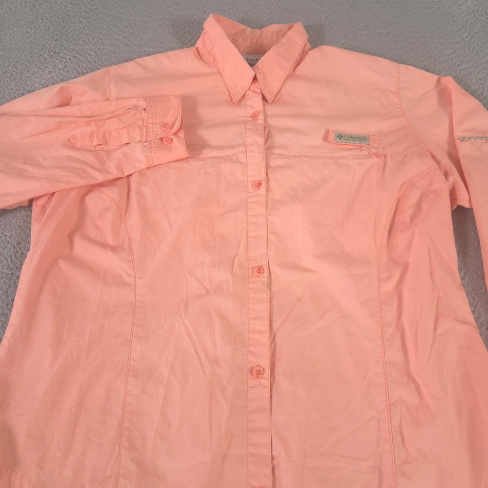 Columbia Top Womens 1X Coral Tamiami II PFG Long Sleeve Roll Tab Vented Cotton